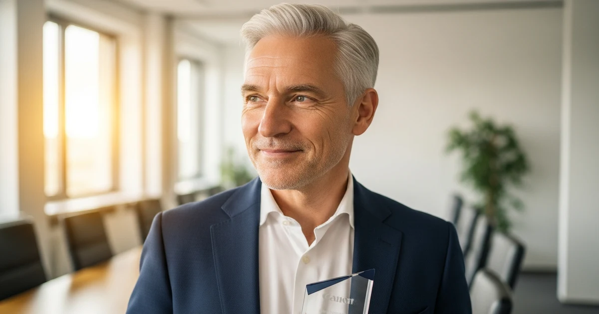 Geschäftsmann mit Auszeichnung für Managementseminare