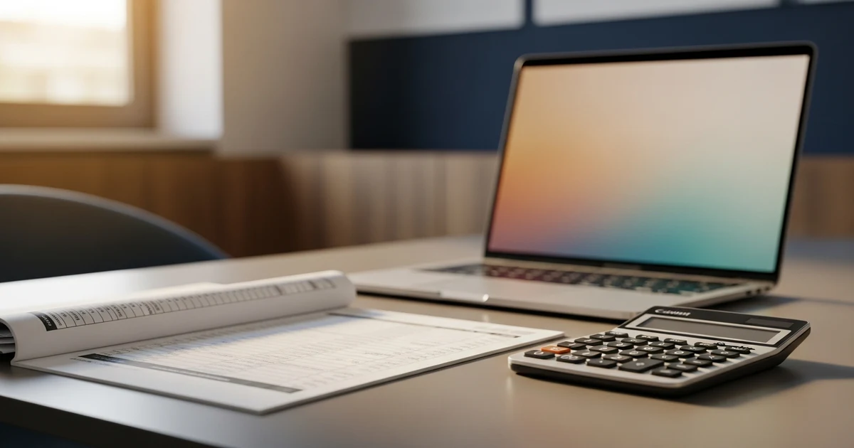 Budget-Unterlagen und Taschenrechner für die Firmenevent-Planung