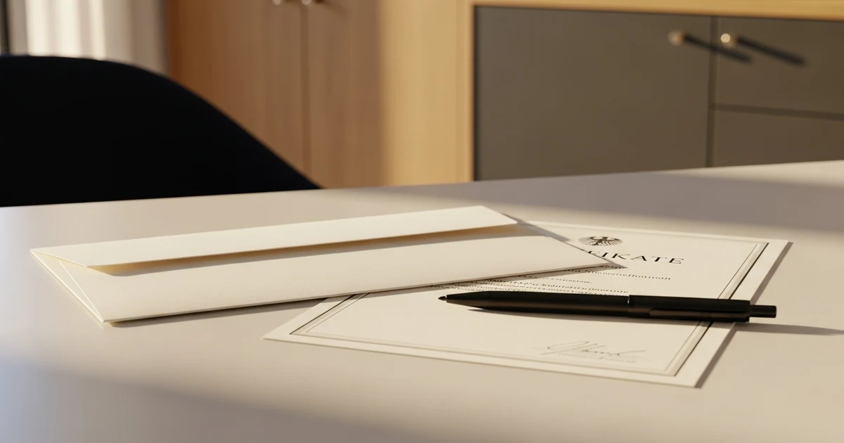 Umschlag und Urkunde symbolisieren Weiterbildungsgutschein für Fachkräfte