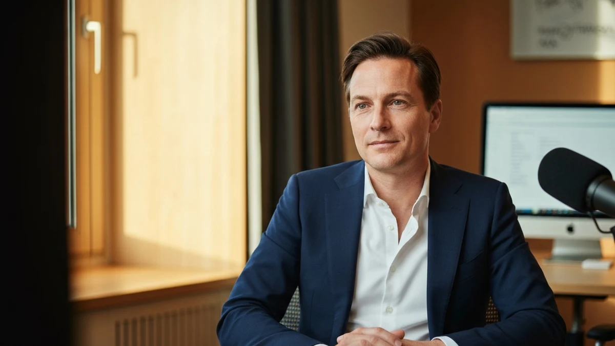 Eine Führungskraft bereitet sich auf ein TV-Interview vor